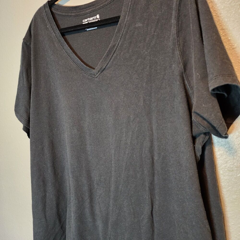 Carhartt Women's Black V-Neck Short Sleeve Relaxed Fit Tee Top Plus 3X 24W 26W